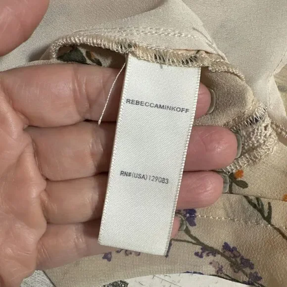 Rebecca Minkoff XS Floral Print Sheer Cold Shoulder Bell Sleeve Blouse Top - Picture 8 of 11